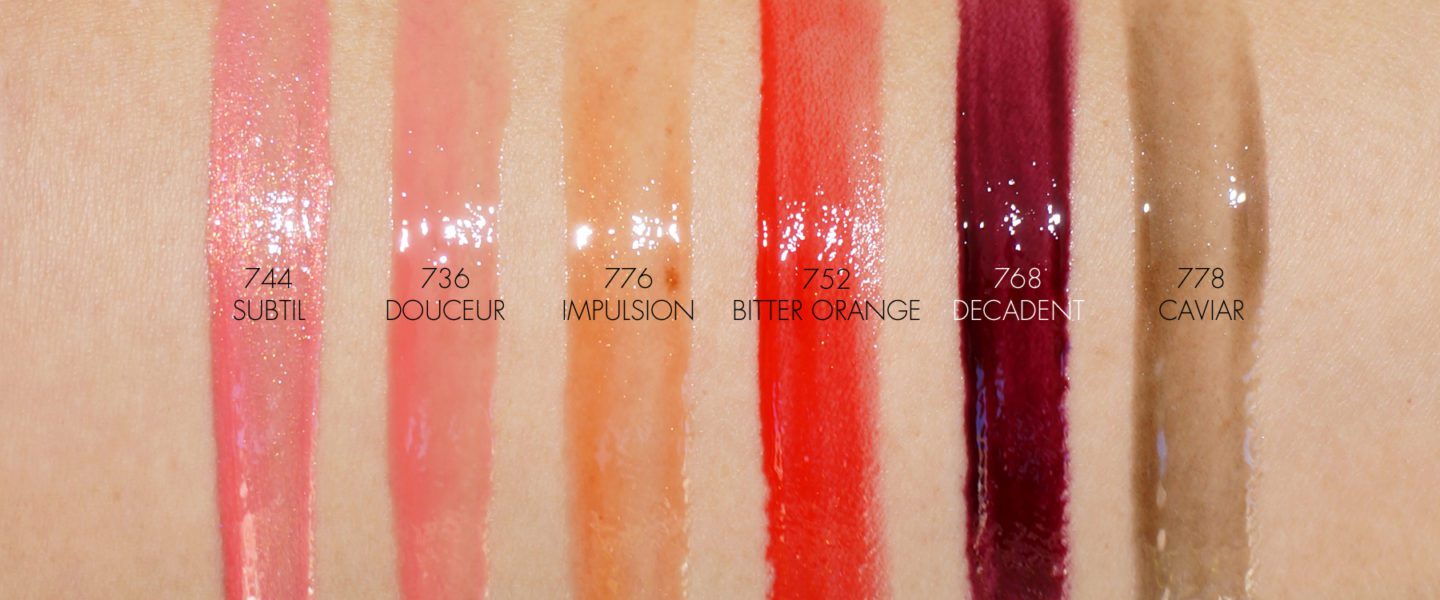 Chanel Rouge Coco Gloss Subtil, Douceur, Bitter Orange, Decadent, Caviar | Skin Glow Find