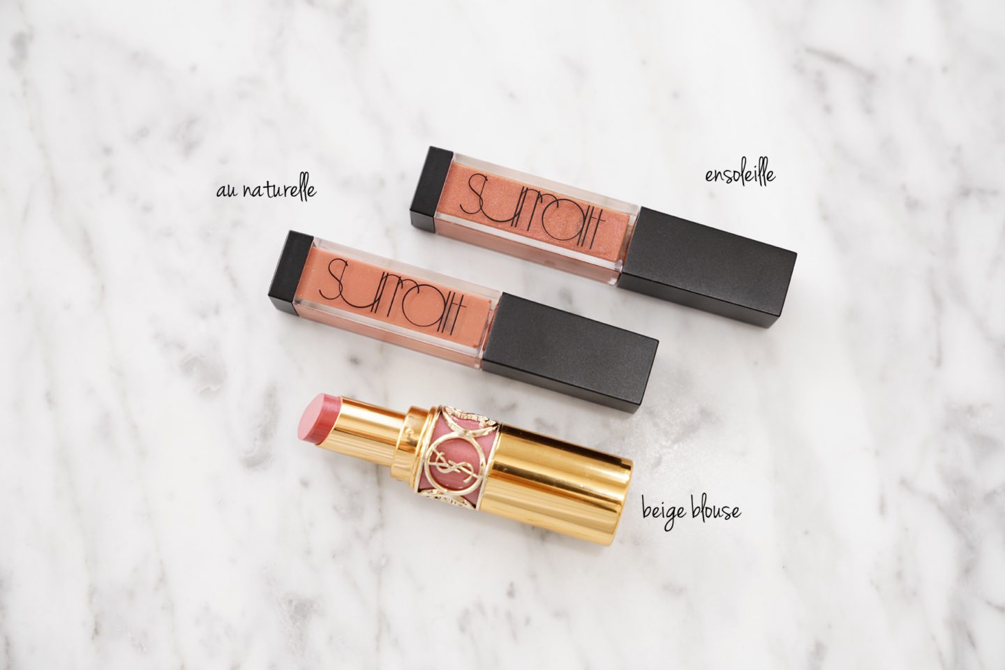 Surratt Lip Lustre and YSL Beige Blouse 