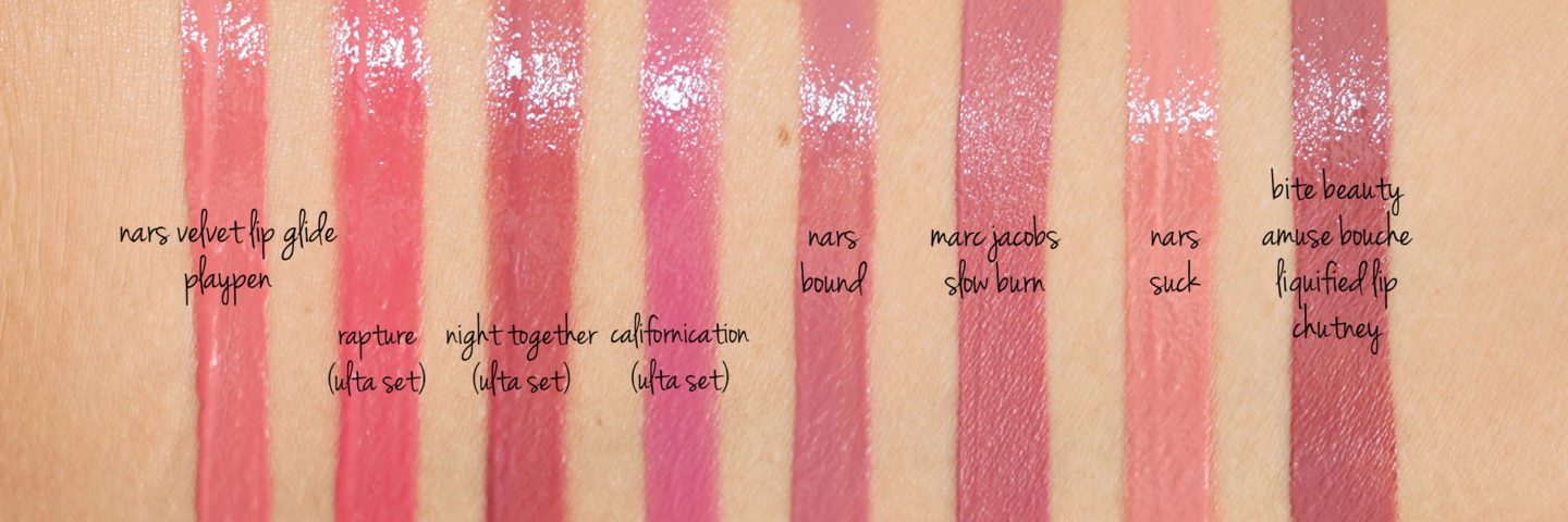 NARSissist Velvet Glide comparison swatches | Skin Glow Find