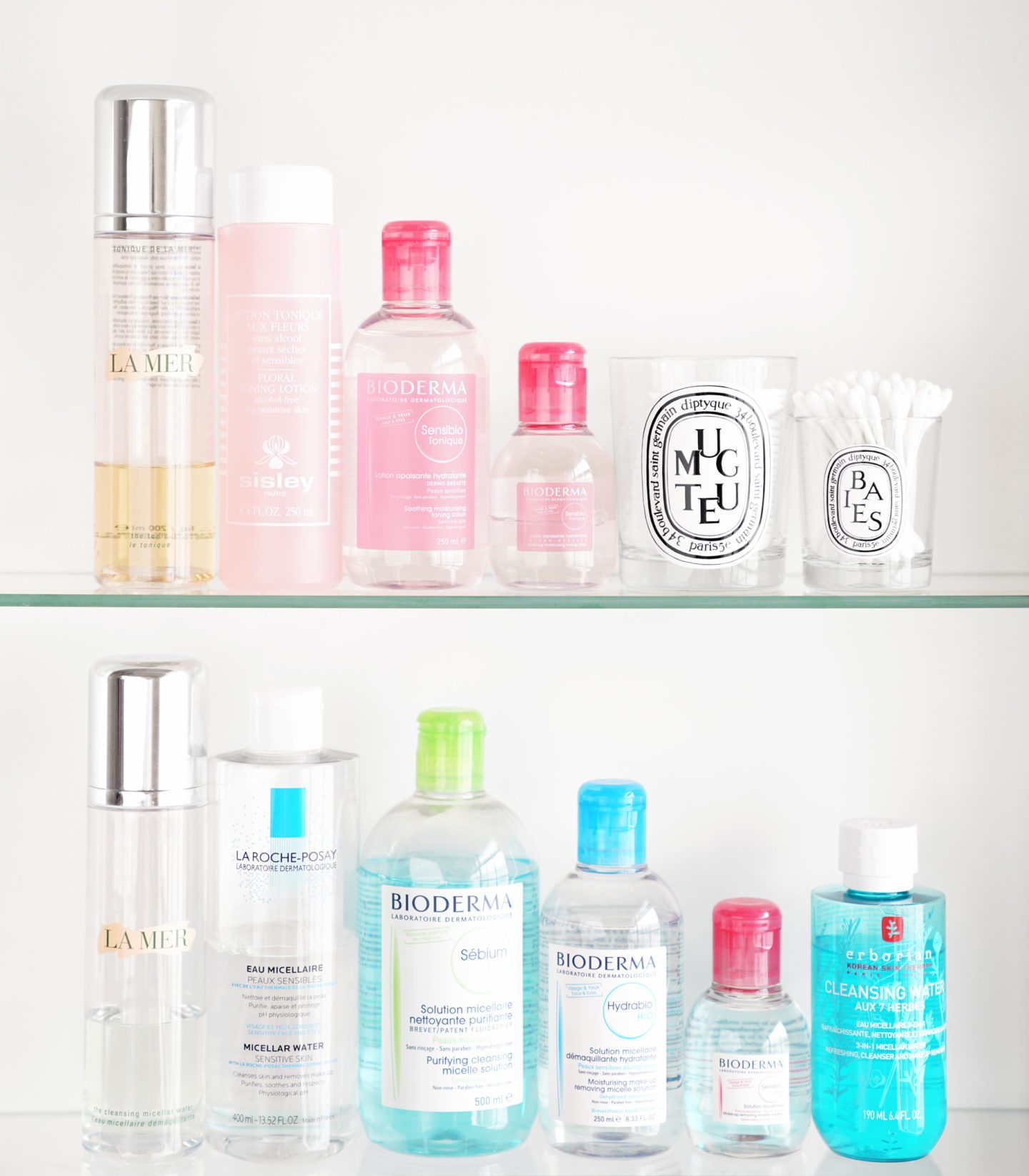 Face Toner and Cleansing Water Favorites La Mer, Sisley, Bioderma, La Roche Posay, Erborian