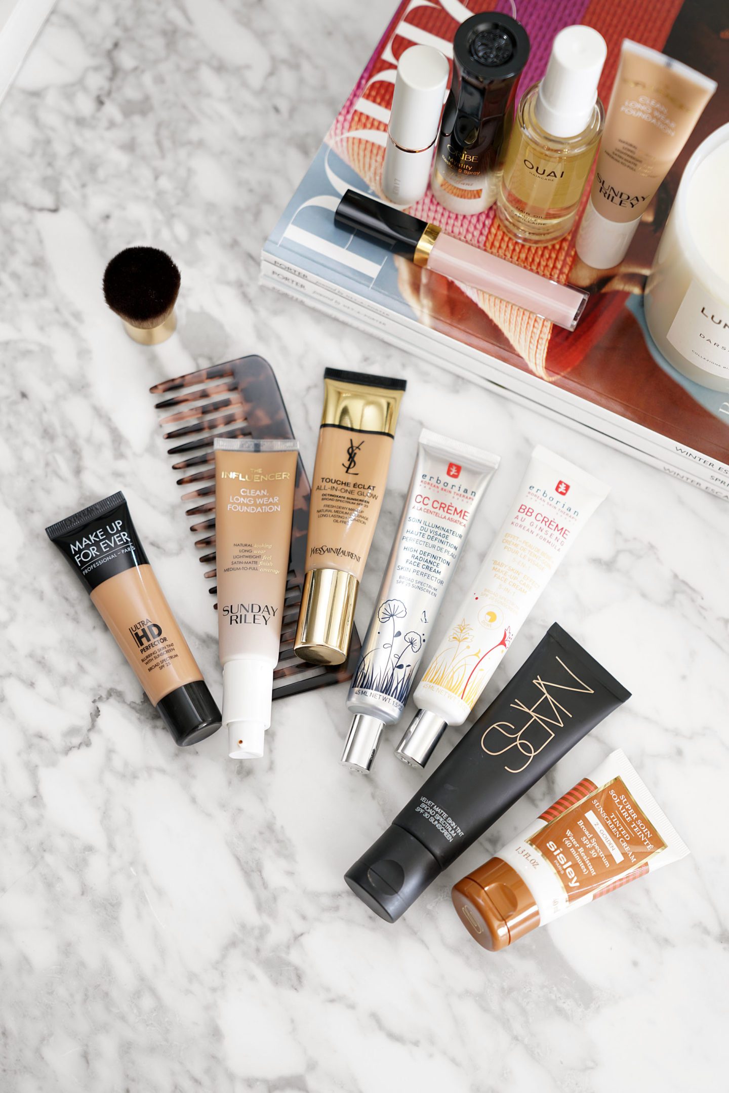 Natural Looking Foundations Make Up For Ever Ultra HD Perfector, Sunday Riley Influencer Foundation, Erborian BB Creme and CC Creme, NARS Velvet Matte Skin Tint, Sisley Tinted Sunscreen Cream | Skin Glow Find