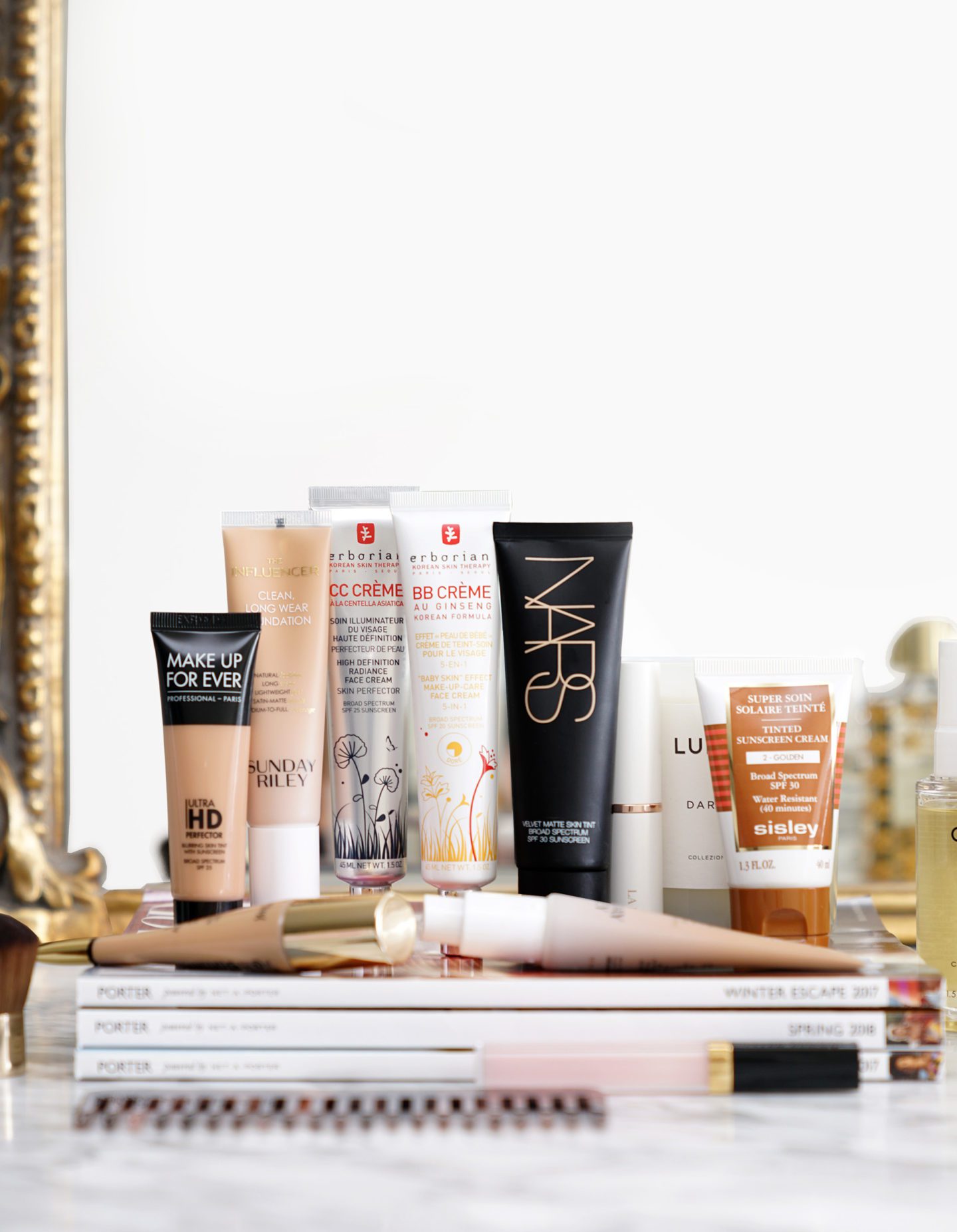 Natural Looking Foundations Make Up For Ever Ultra HD Perfector, Sunday Riley Influencer Foundation, Erborian BB Creme and CC Creme, NARS Velvet Matte Skin Tint, Sisley Tinted Sunscreen Cream | Skin Glow Find