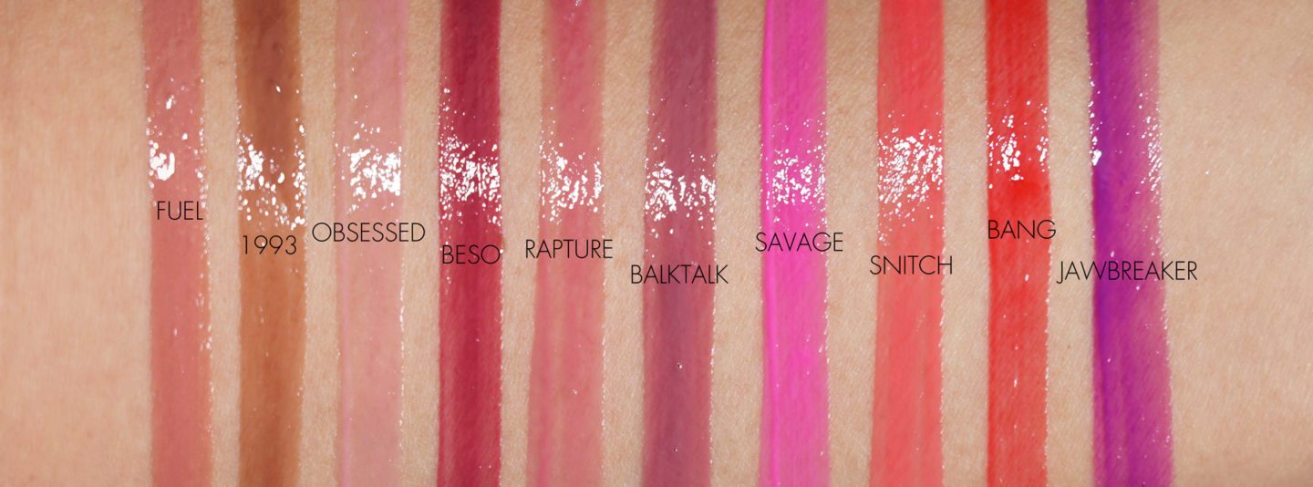 Urban Decay Hi-Fi Shine Lip Glosses Fuel, 1993, Obsessed, Beso, Rapture, Backtalk, Savage, Snitch, Bang, Jawbreaker