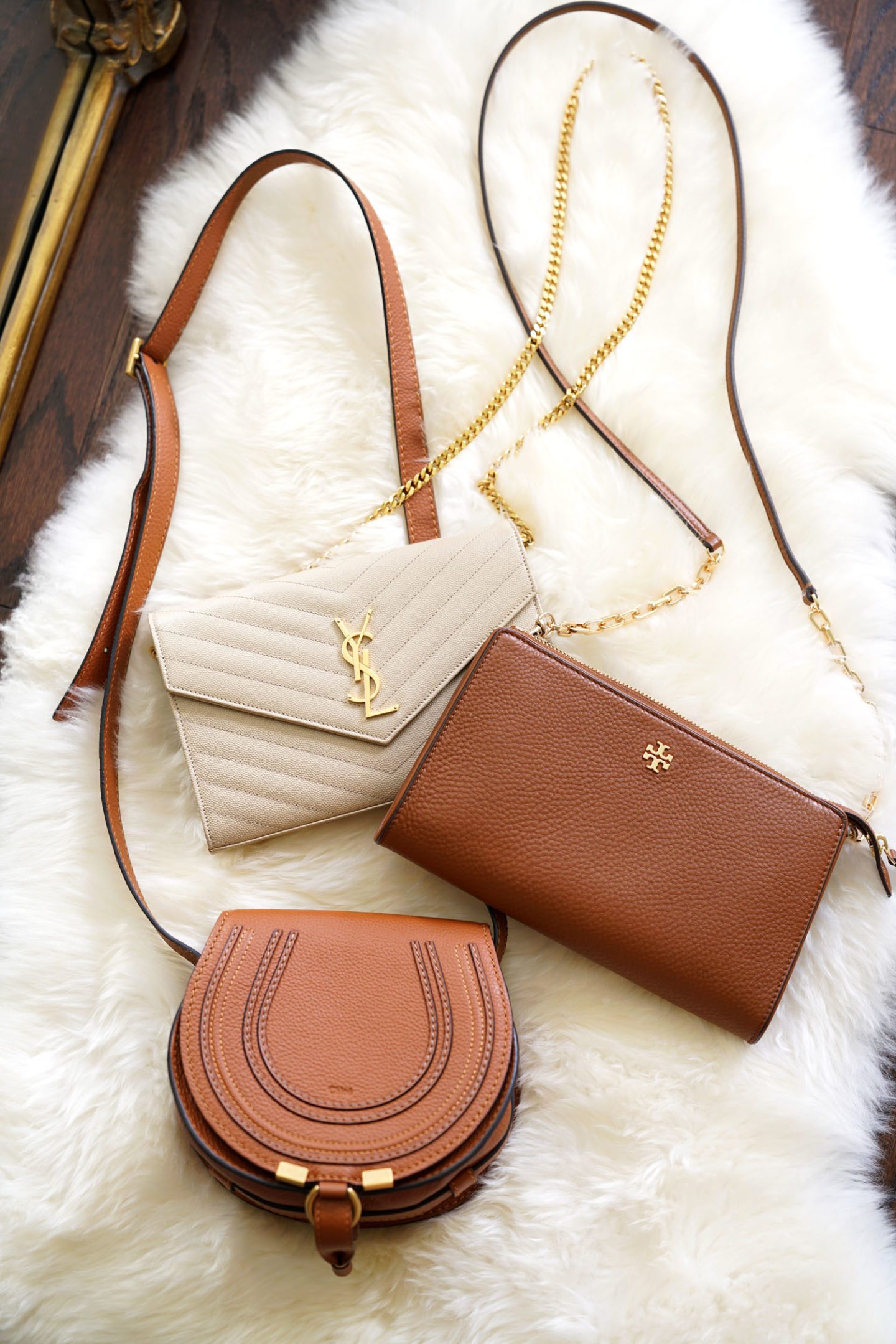 Small Crossbody Bags: Chloe Mini Marcie, YSL Wallet on Chain, Tory Burch Marsden