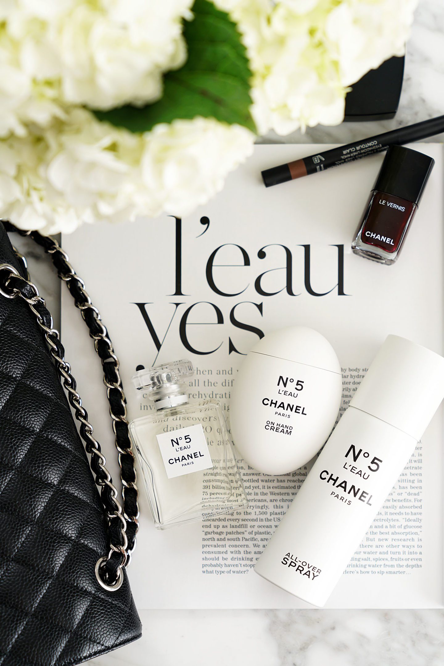 Chanel No5 L'eau hand cream, body spray and eau de toilette