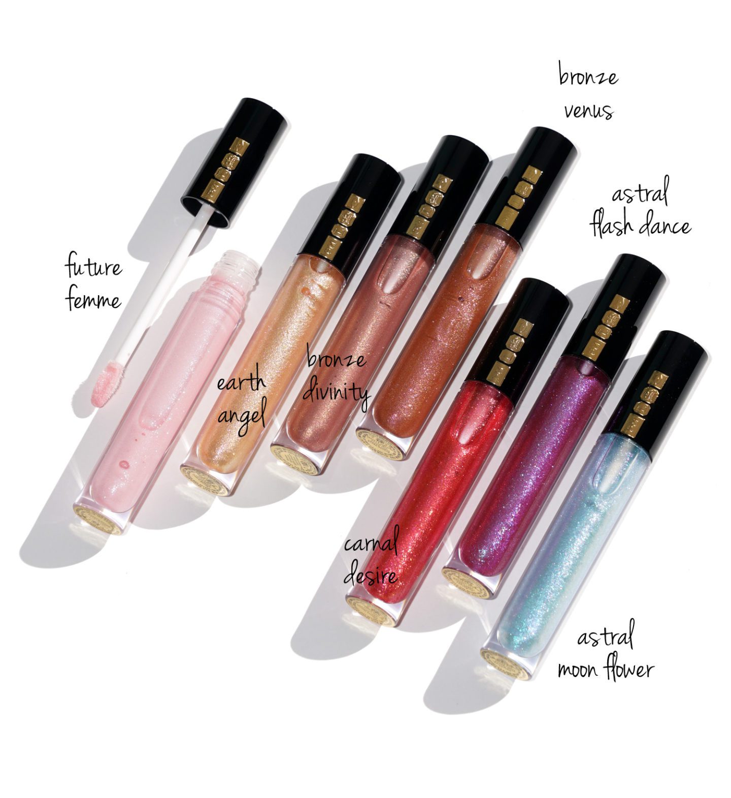 Pat McGrath Lust Gloss shimmers: Future Femme, Earth Angel, Bronze Divinity, Bronze Venus, Carnal Desire, Astral Flash Dance and Astral Moon Flower review | Skin Glow Find