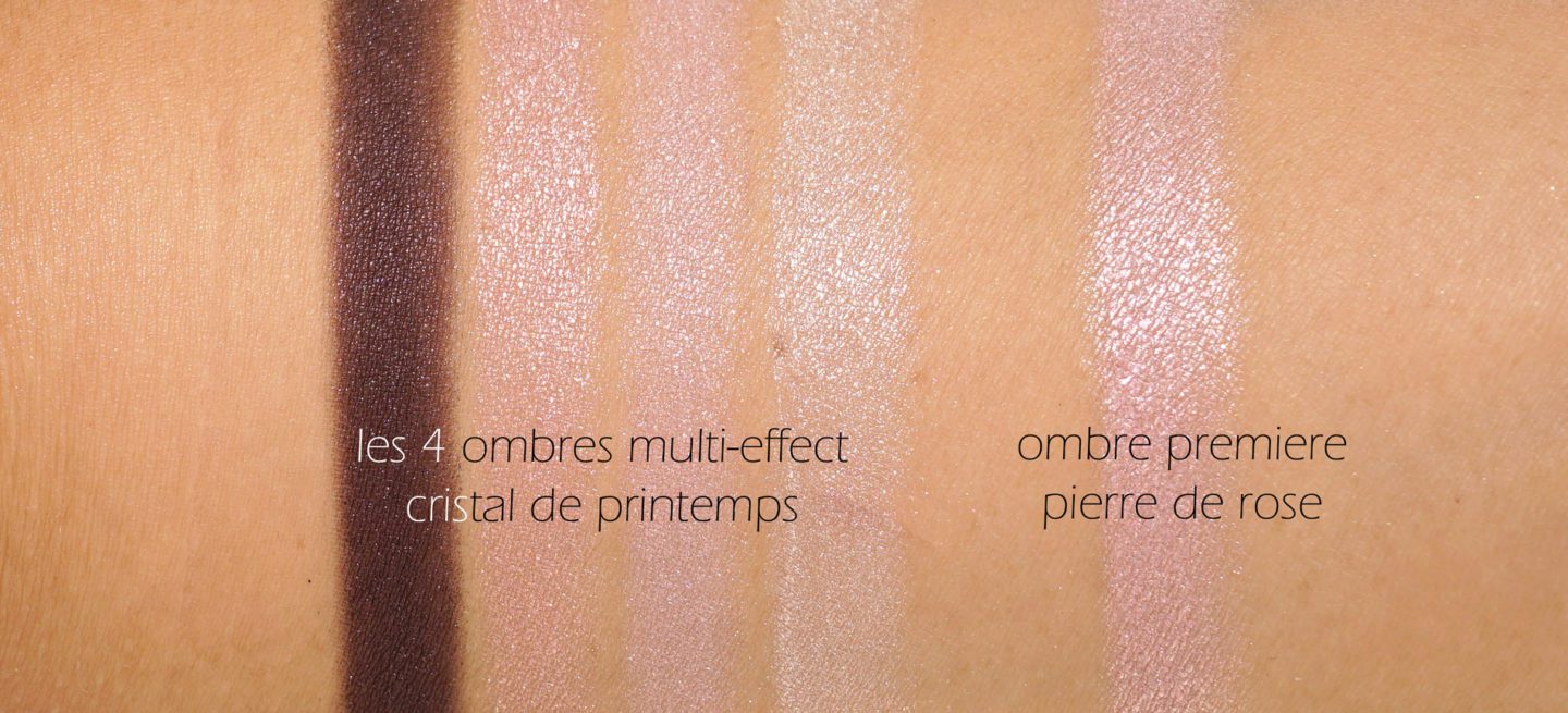 Chanel Les 4 Ombres Cristal Printemps and Pierre de Rose swatches