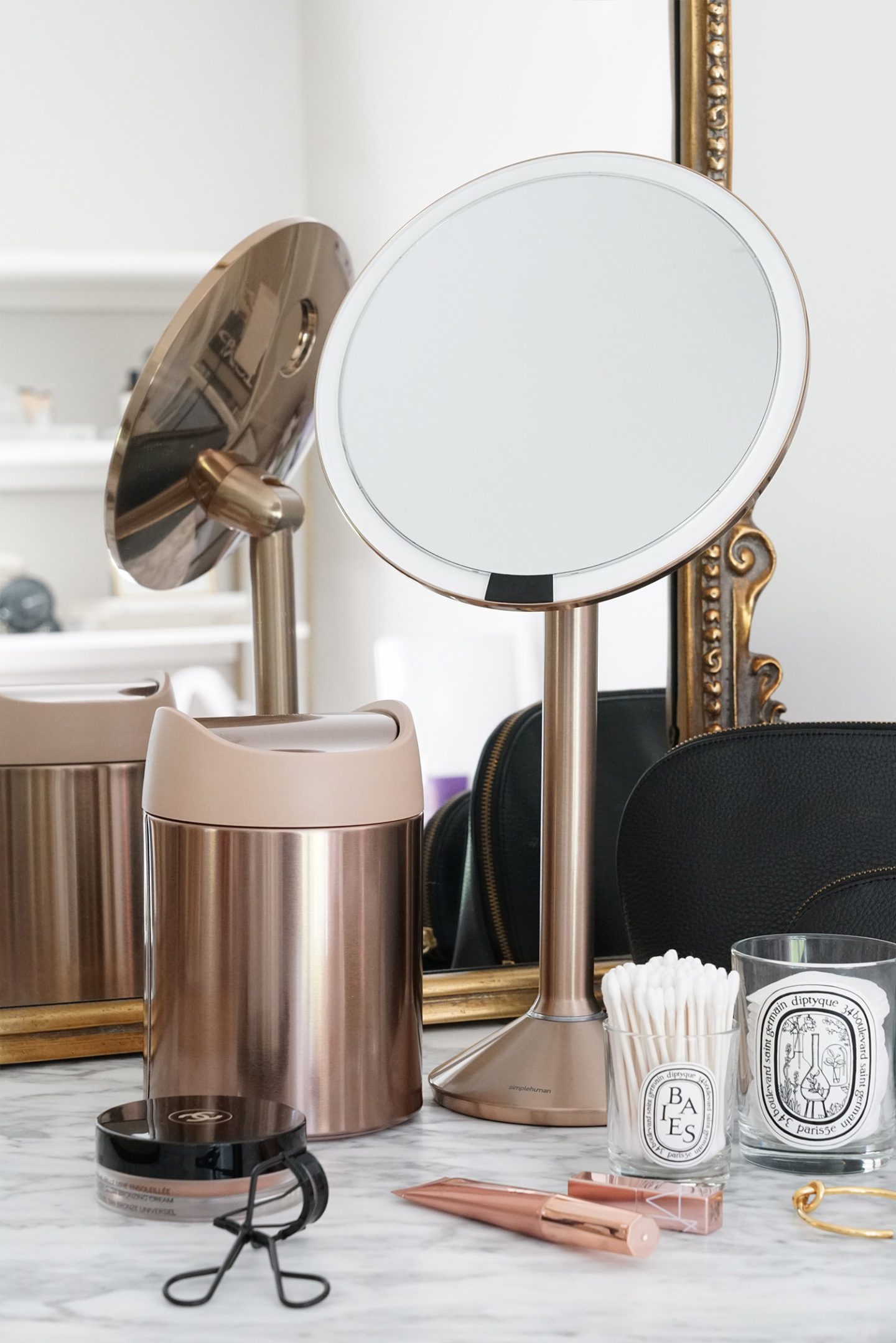 Simplehuman Sensor Mirror Pro and Mini Trash Can