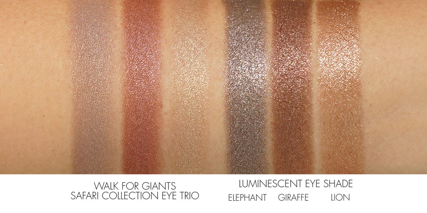 Chantecaille Safari Eye Trio vs Luminescent Eye Shade swatches