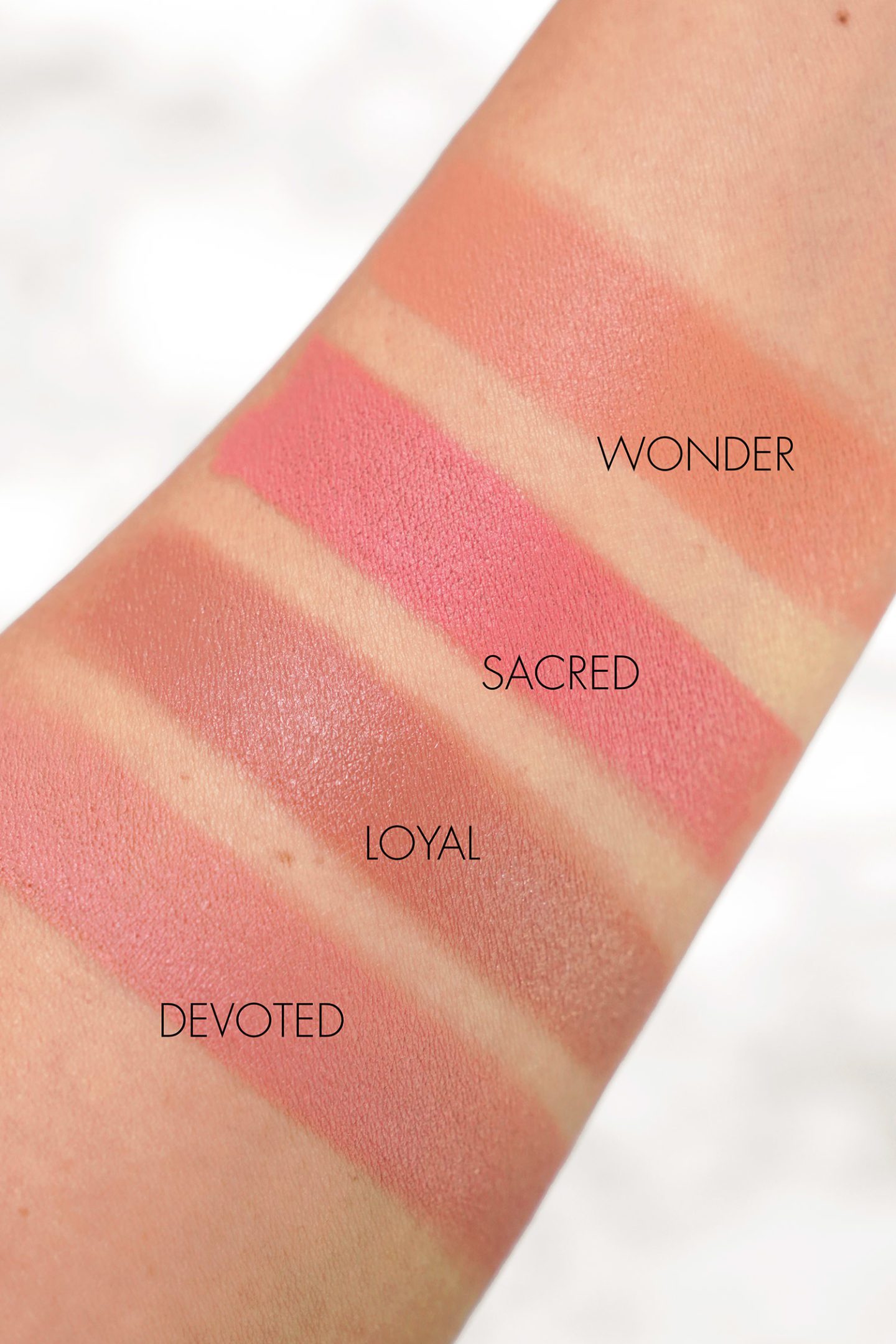 Hourglass Vanish Blush Stick swatches