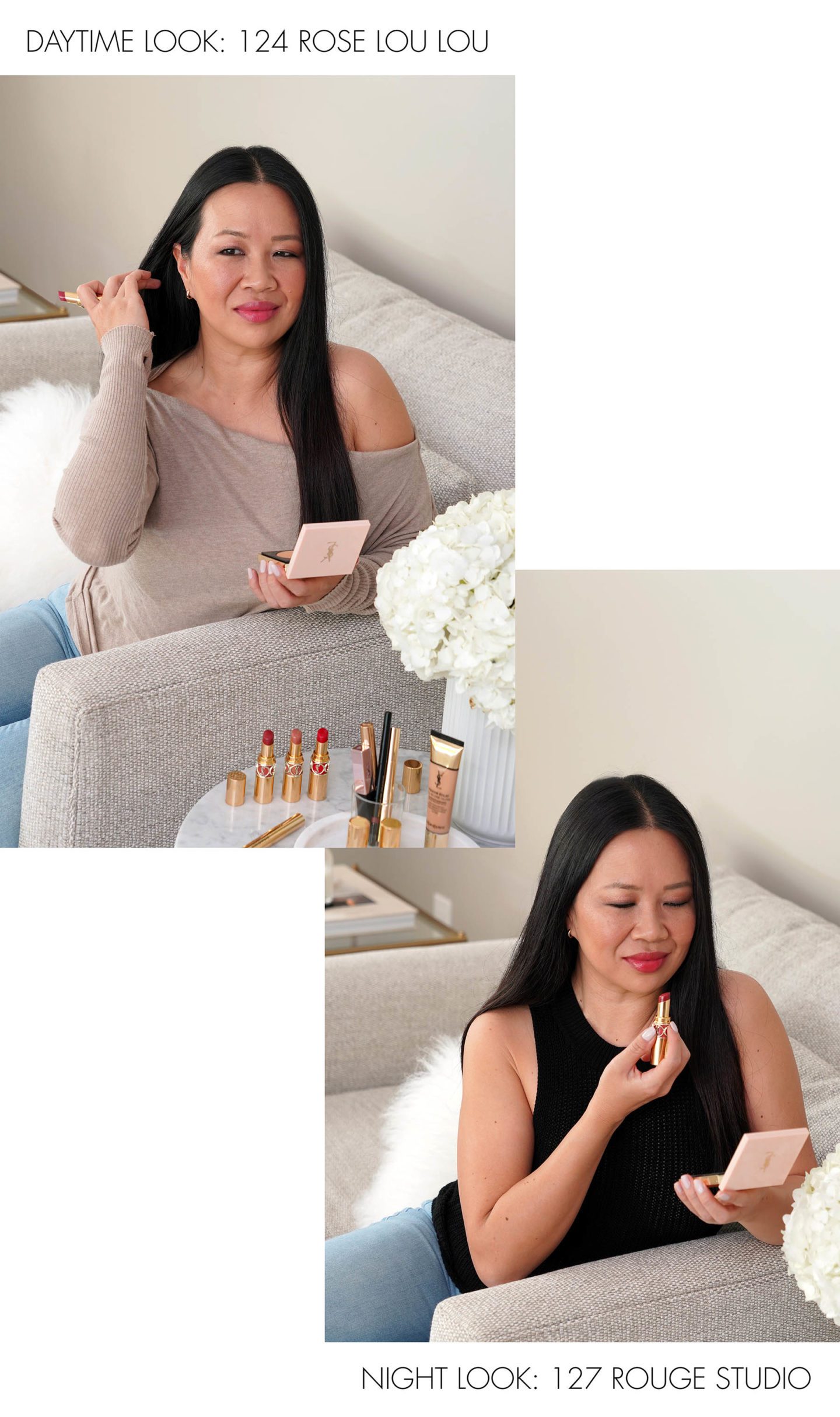 YSL Rouge Volupte Shine Day Look or Night Look