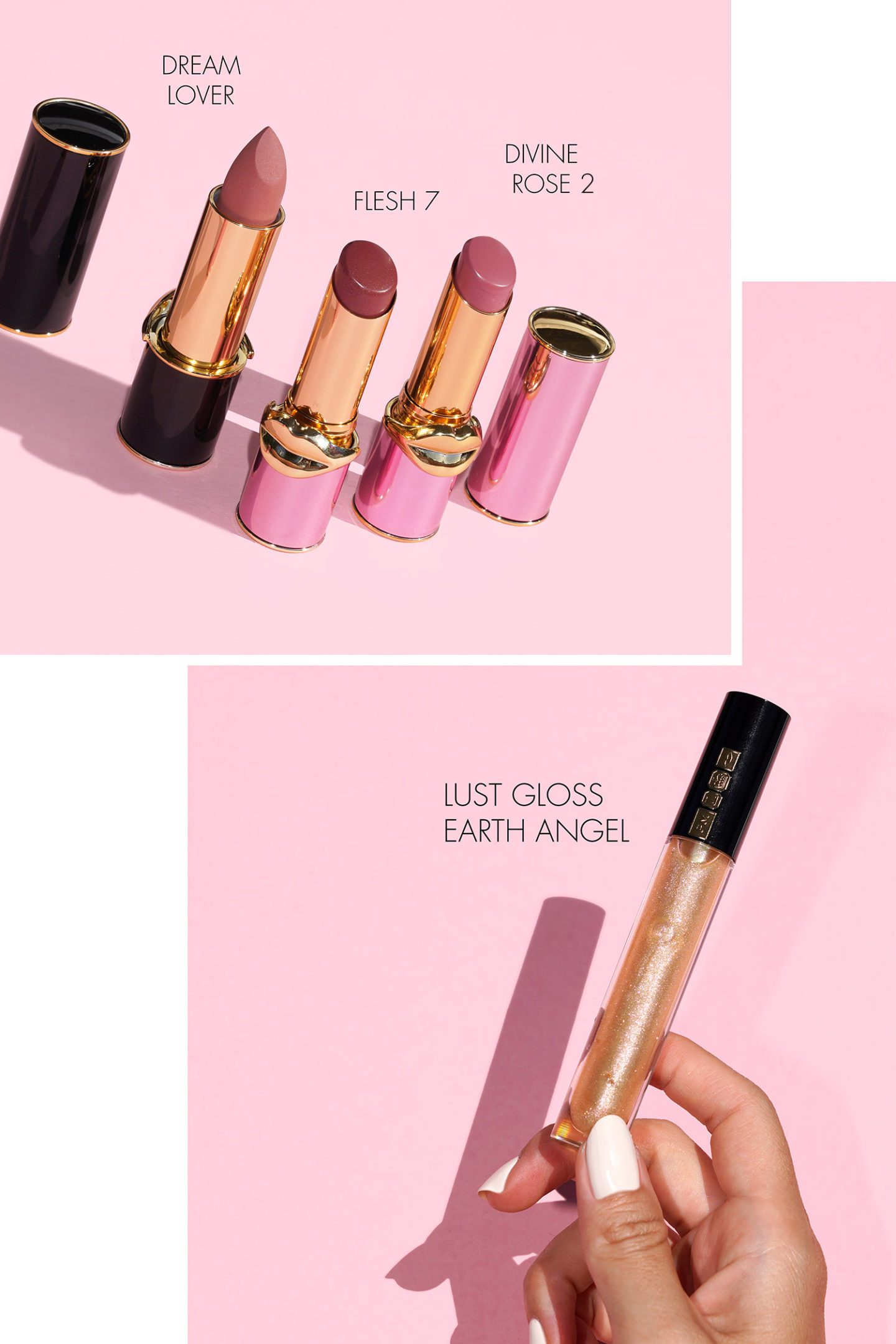 Pat McGrath MatteTrance DreamLover, Skin Fetish Lip Balm in Flesh7, Divine Rose2