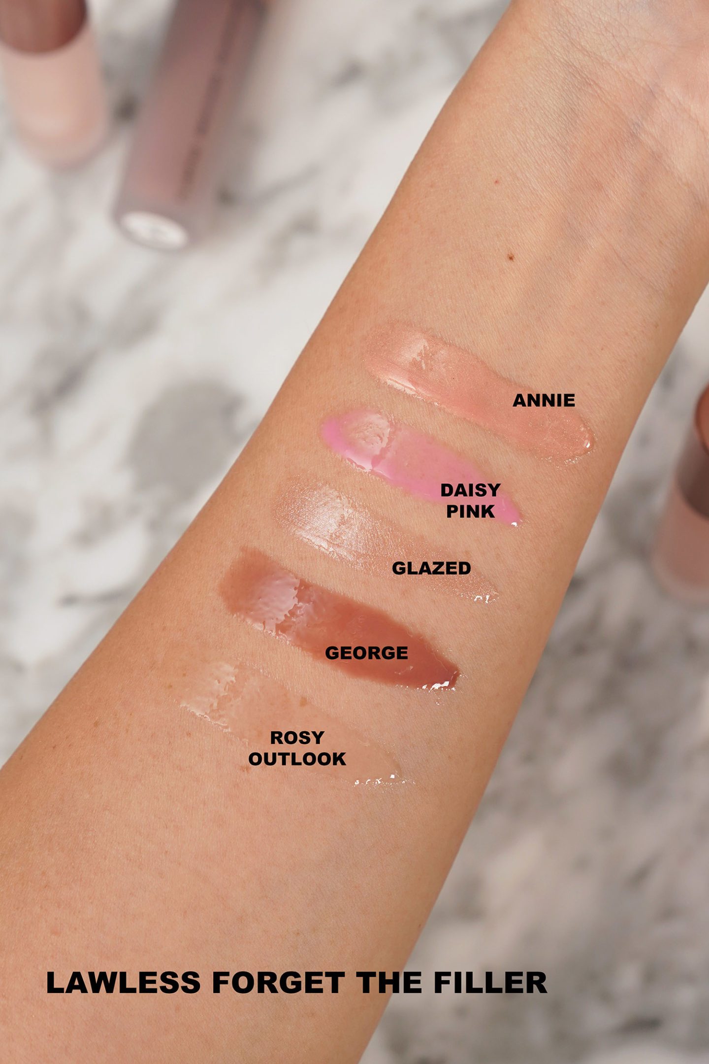 Lawless Forget the Filler Lip Pluming Line Smoothing Glosses swatches