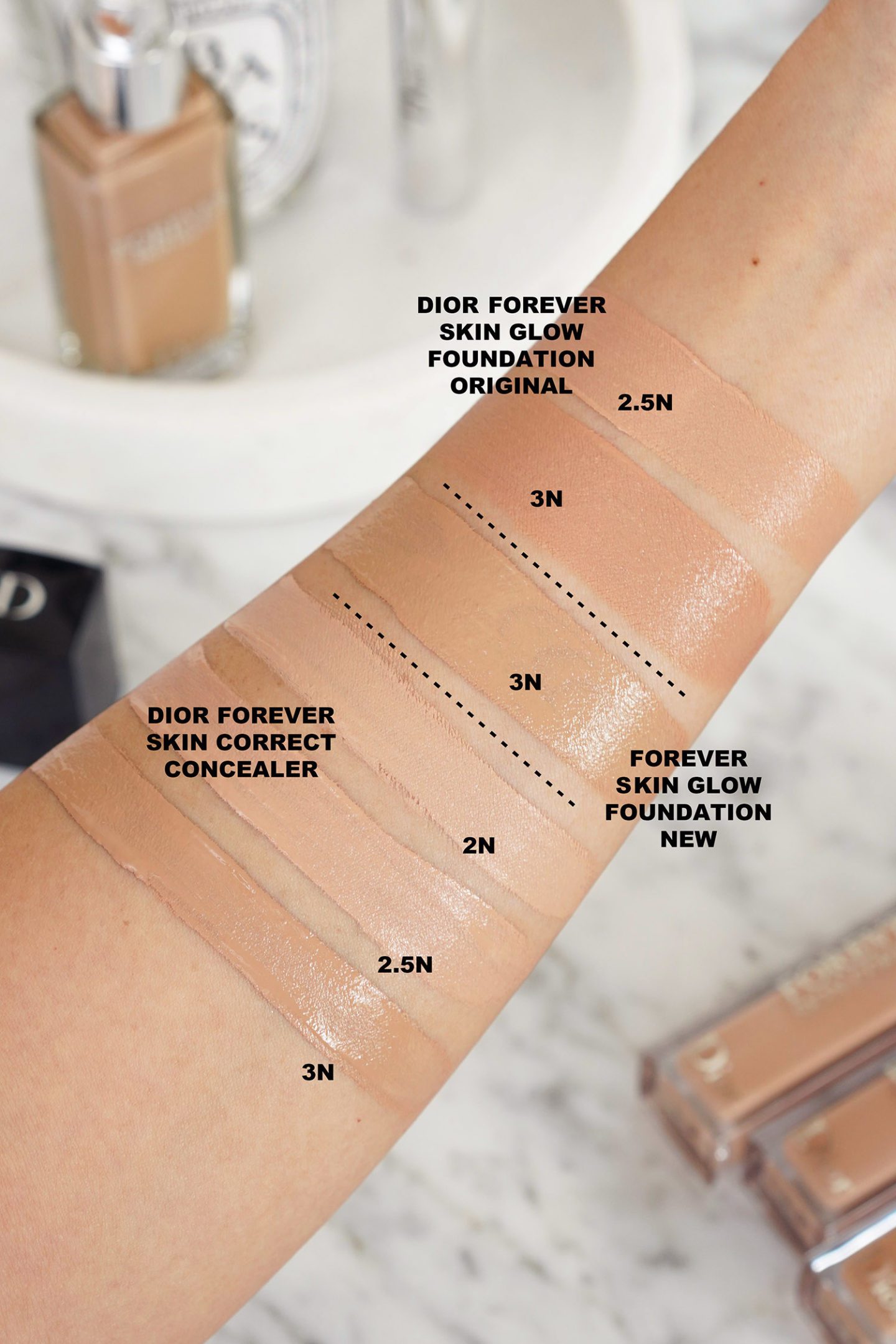 Dior Forever Skin Glow Foundation in 3N Original vs New