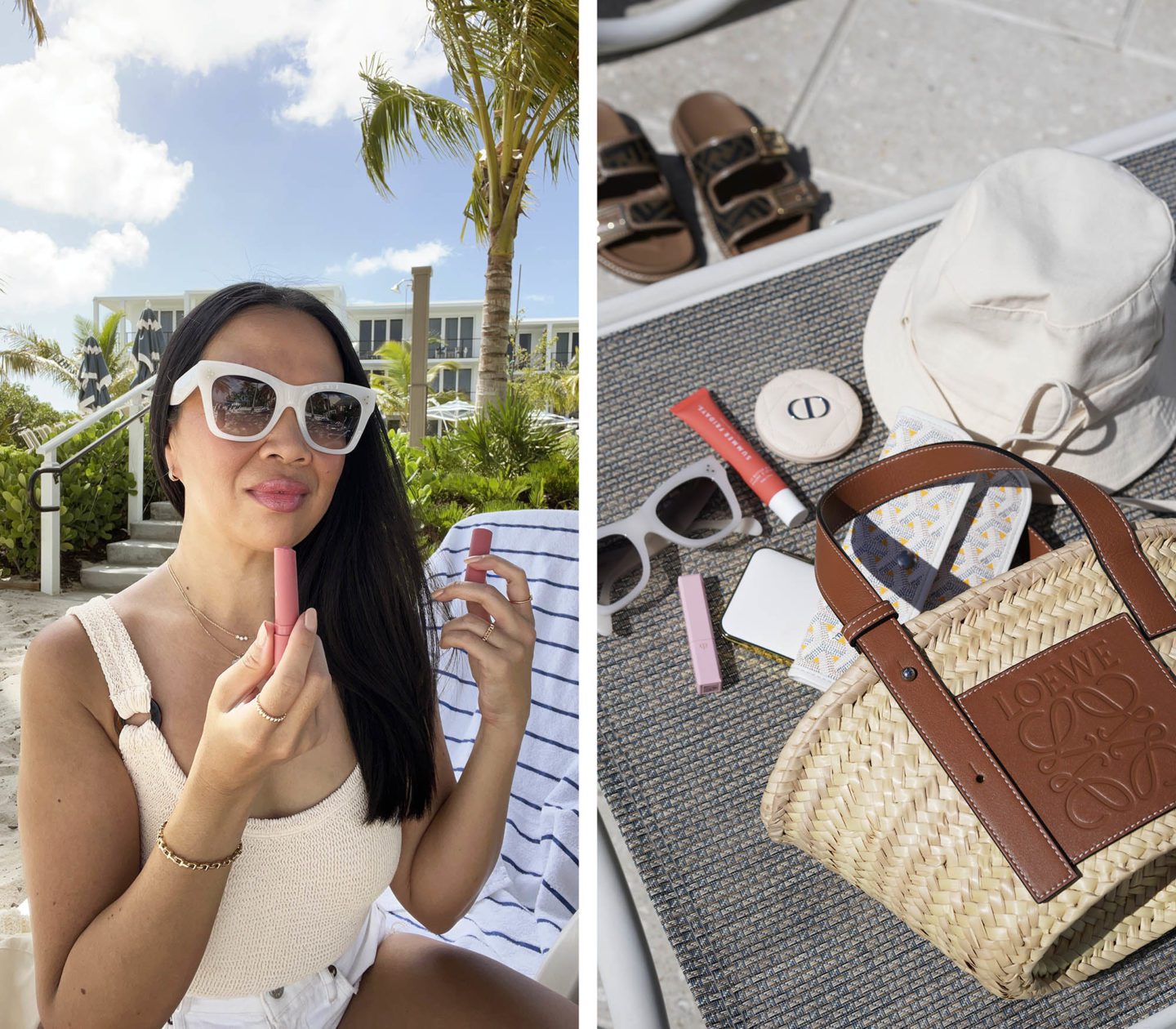 Poolside HunzaG Domino Swimsuit, Celine Sunglasses