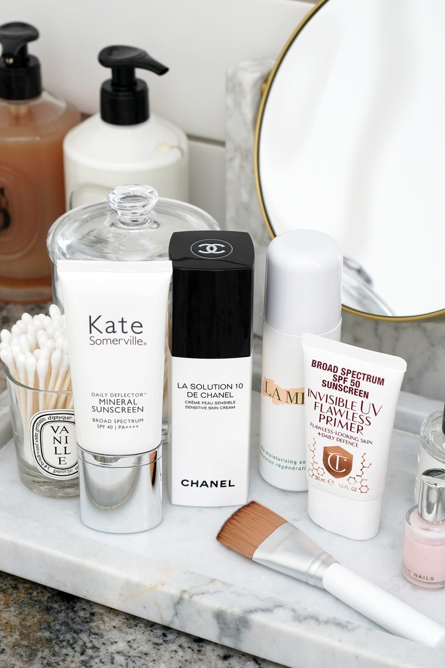 Moisturizer and SPF Kate Somerville, Chanel, La Mer, Charlotte Tilbury