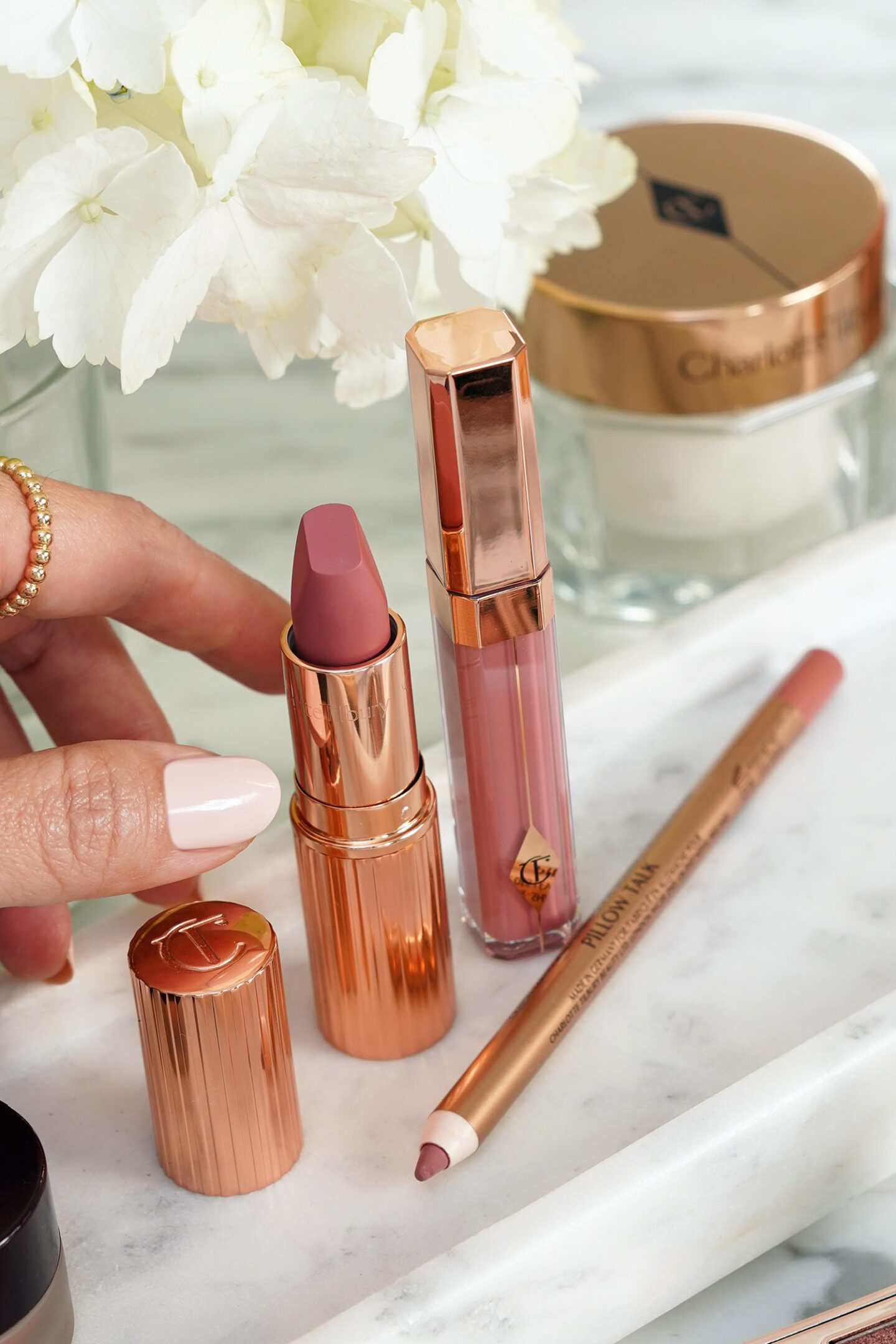 Charlotte Tilbury Pillow Talk Collection Matte Revolution Lipstick, Lip Lustre Gloss and Lip Cheat Lip Liner