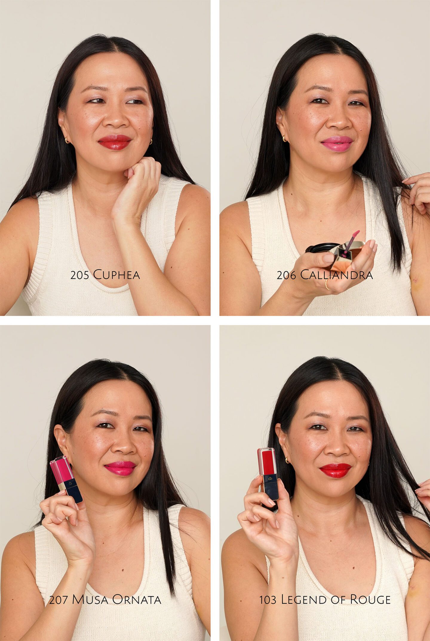 Cle de Peau Cream Rouge Shine lip swatches