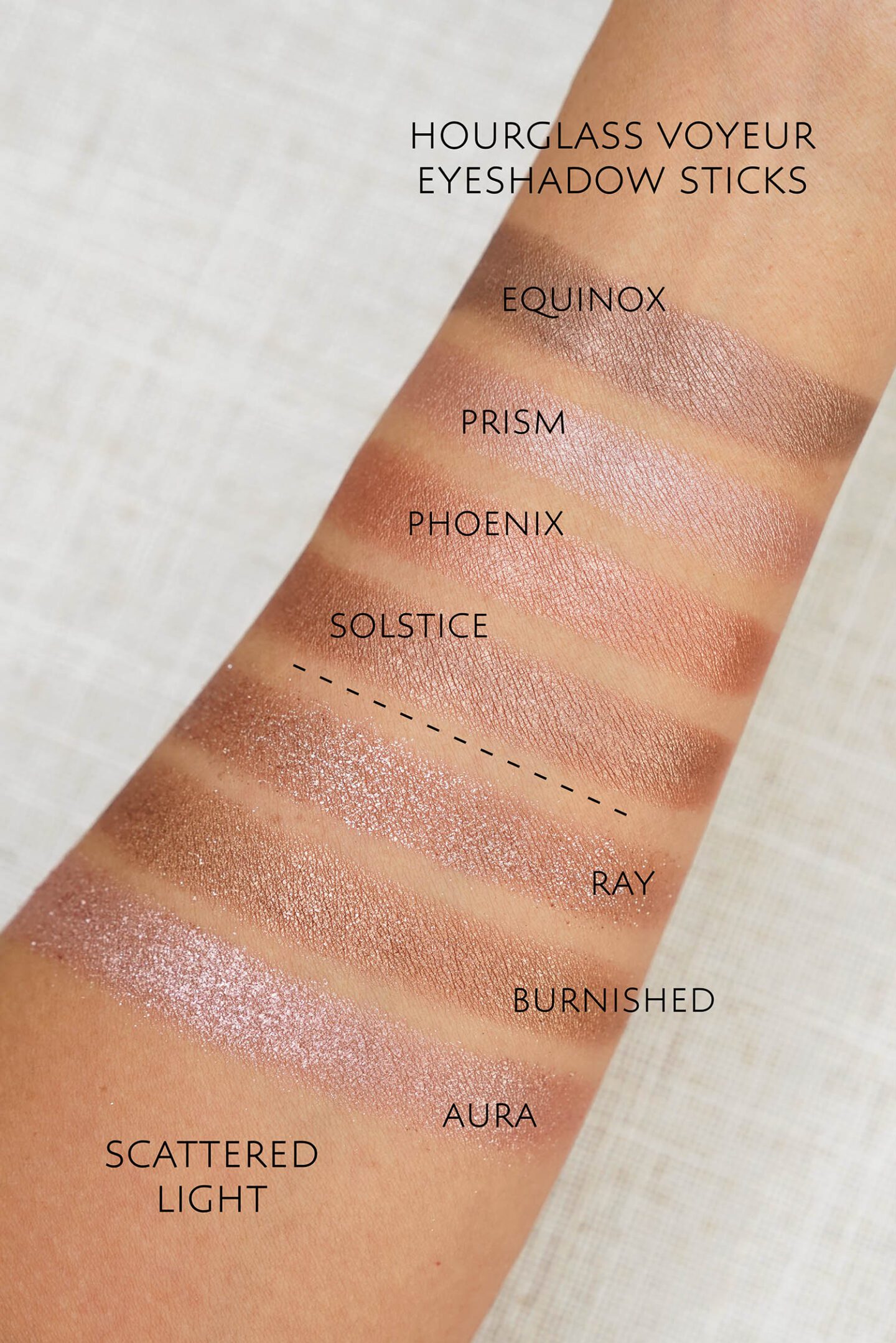 Hourglass Voyeur Eyeshadow Stick swatches