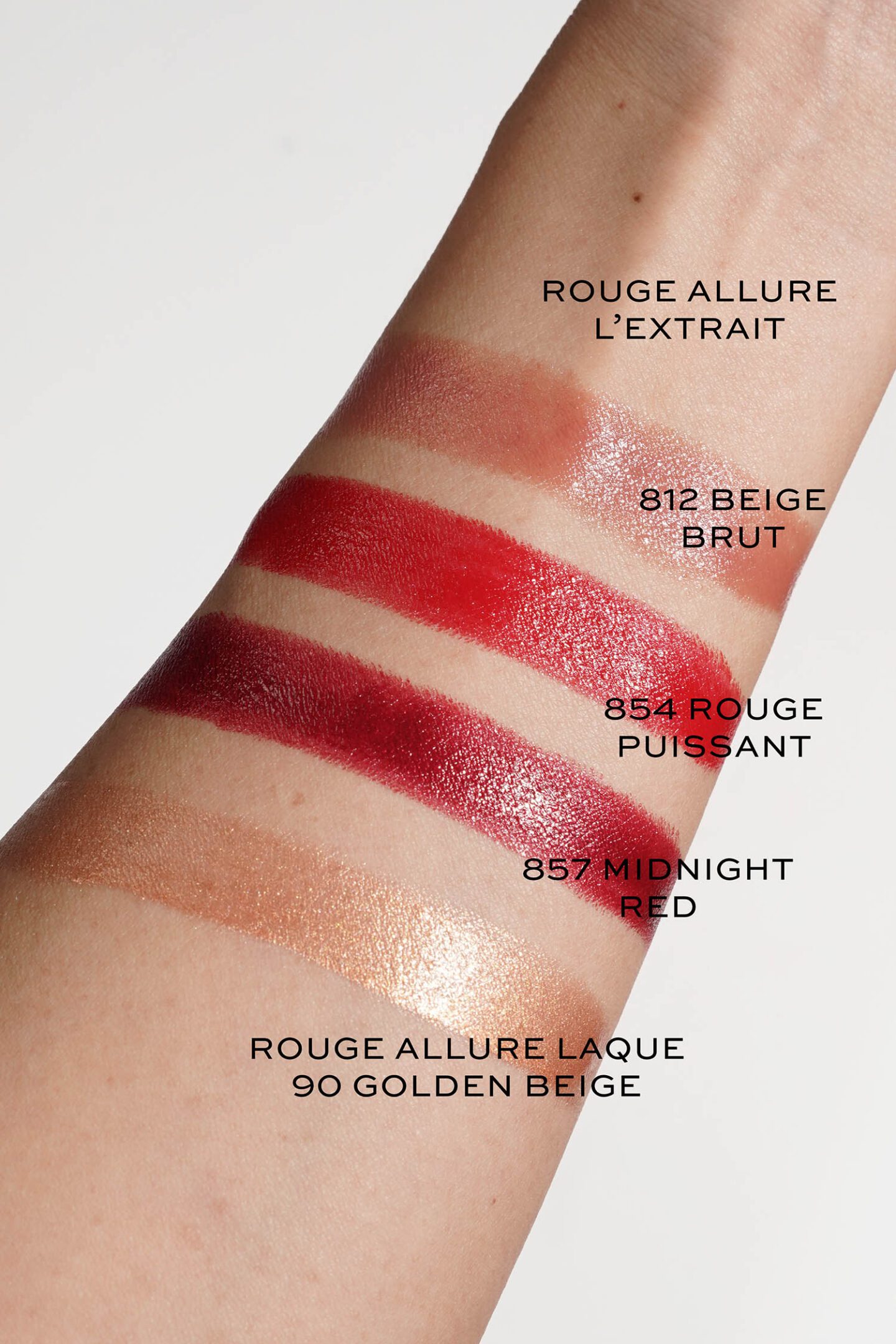 Chanel Rouge Allure L'Extrait swatches