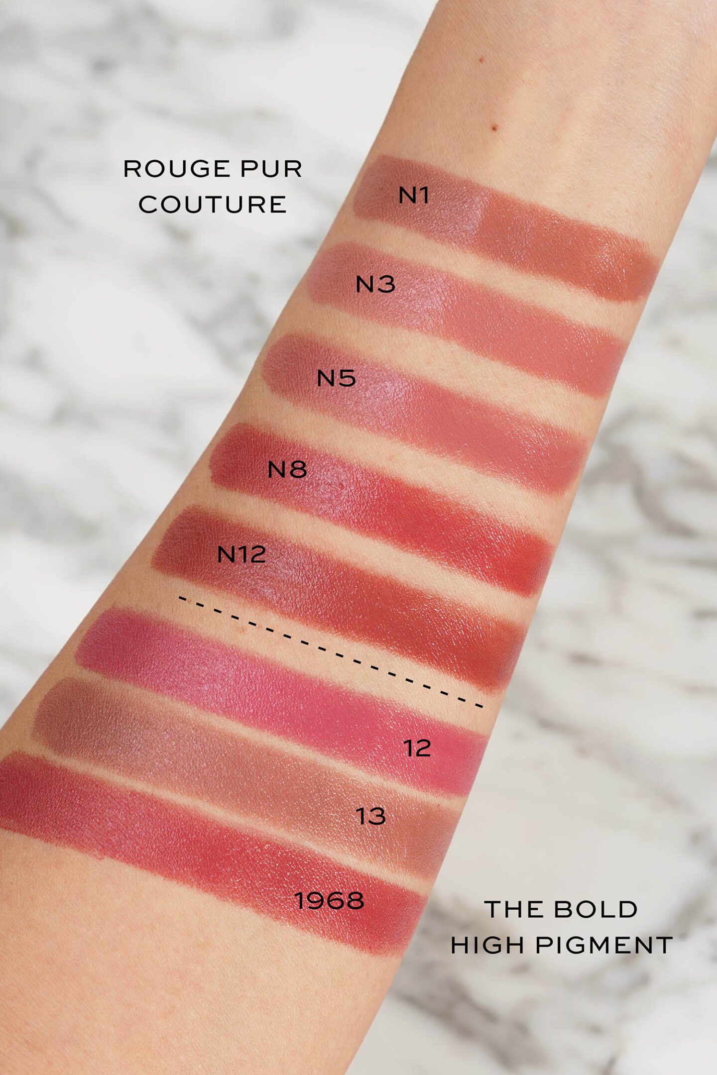 YSL Rouge Pur Couture Lipstick swatches