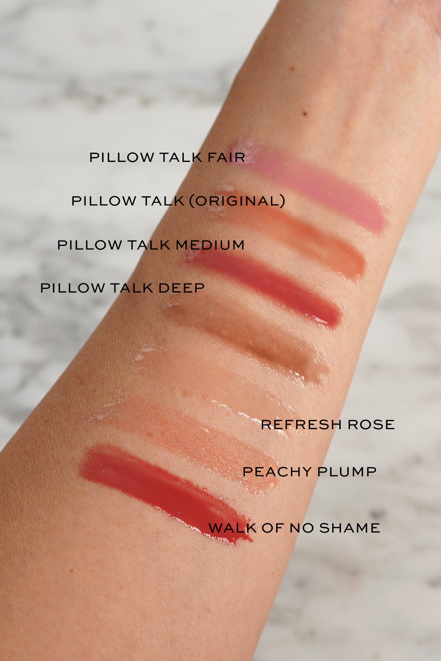 Charlotte Tilbury Collagen Lip Bath Pillow Talk swatches