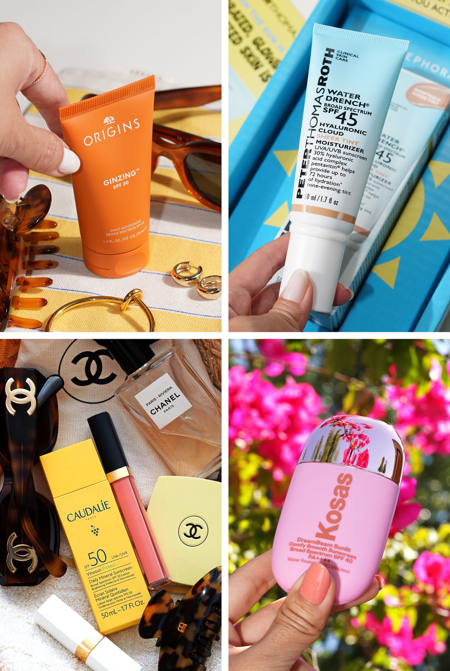 Sunscreens Origins, Peter Thomas Roth, Caudalie and Kosas