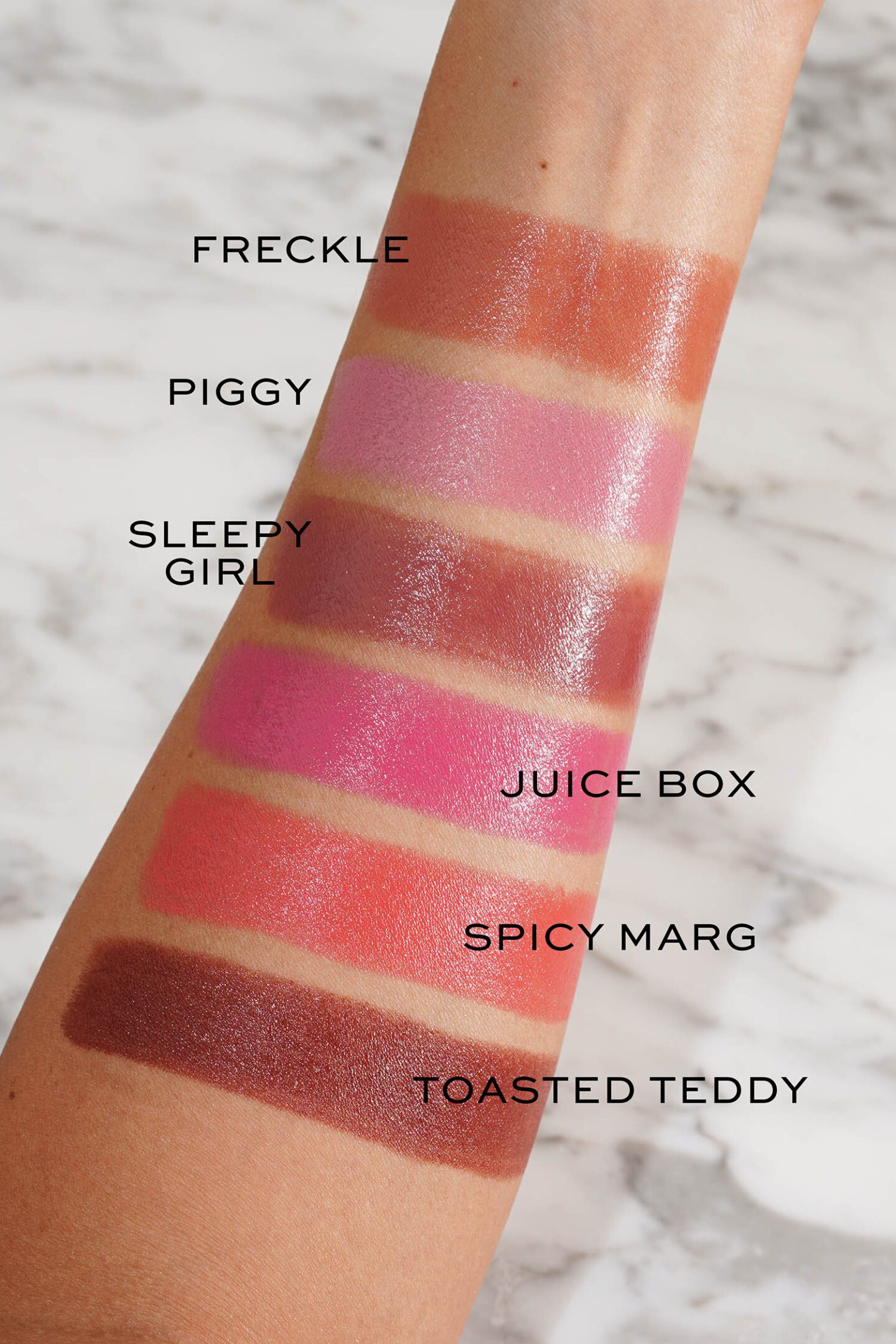 Rhode Pocket Blush swatches